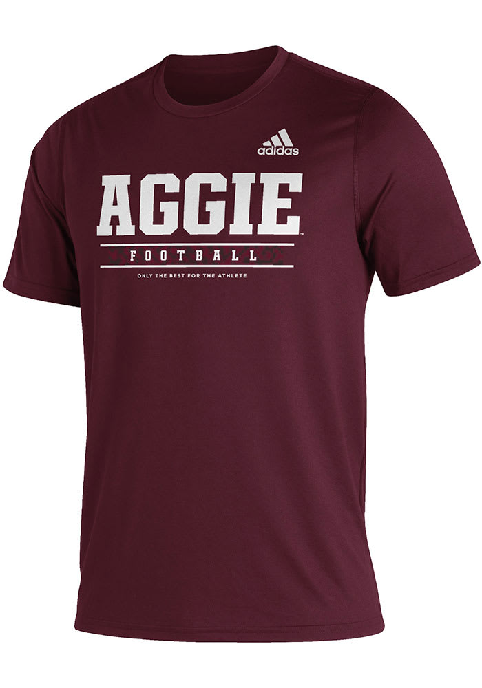 Adidas Texas A&M Aggies Maroon Locker Football Practice Short Sleeve T Shirt
