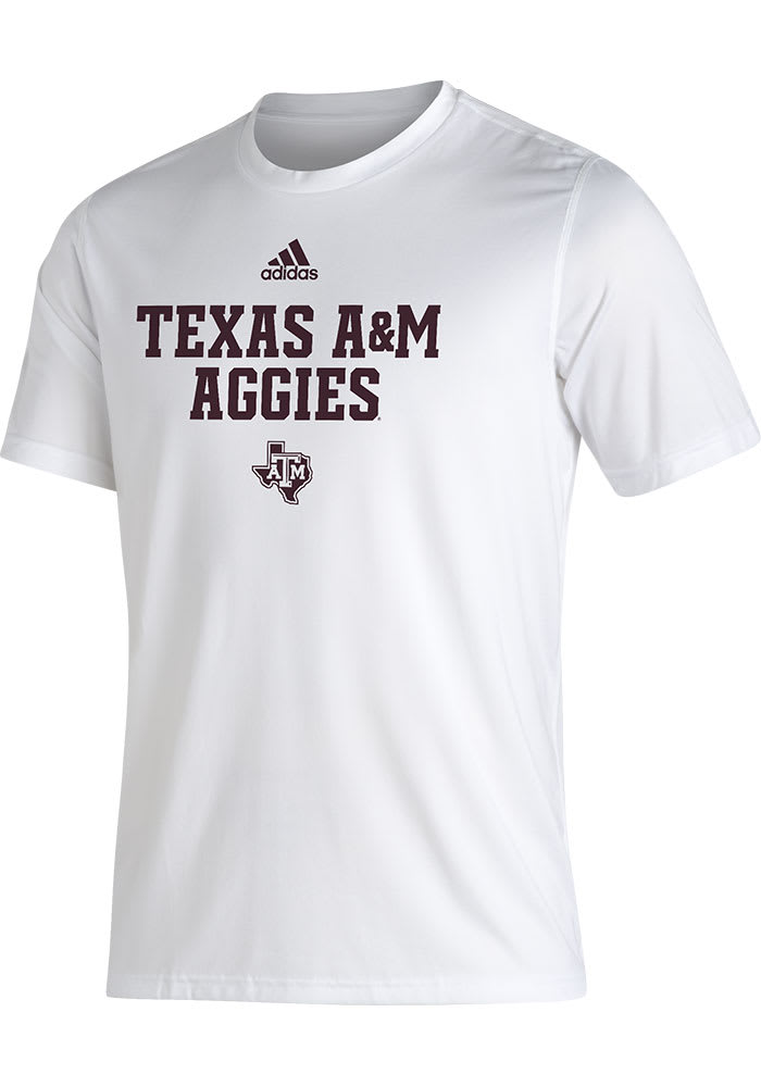 Adidas Texas A&M Aggies White Locker Wordmark Short Sleeve T Shirt