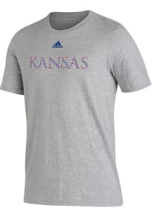 Adidas Kansas Jayhawks Grey Laminated Logo Short Sleeve T Shirt
