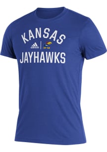 Adidas Kansas Jayhawks Blue Locker Heritage Blend Short Sleeve T Shirt