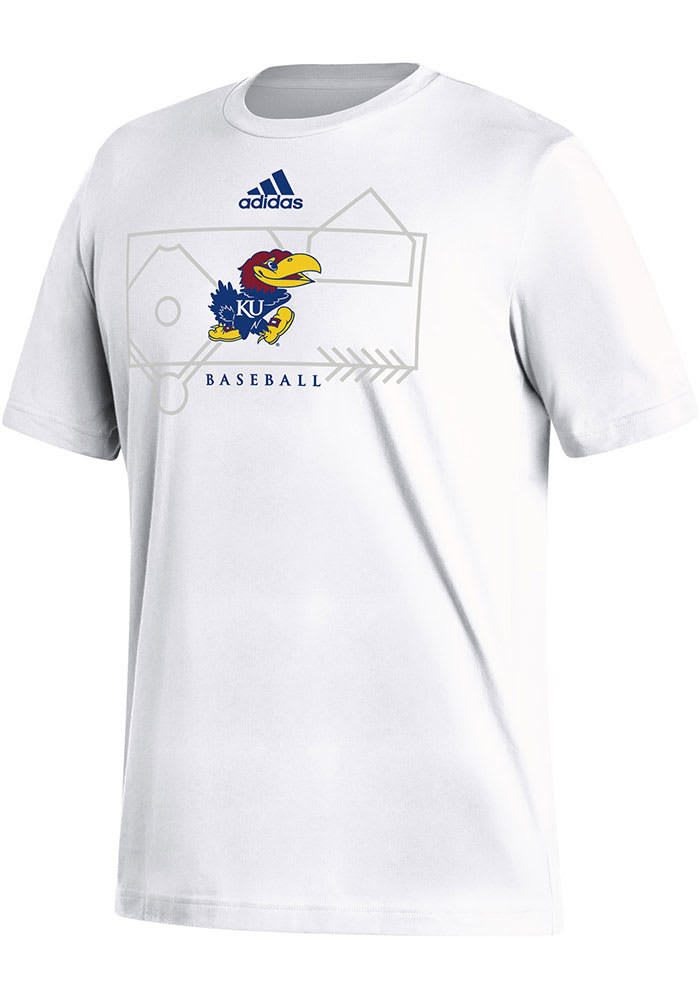 Adidas Kansas Jayhawks White Locker Lines Baseball Short Sleeve T Shirt