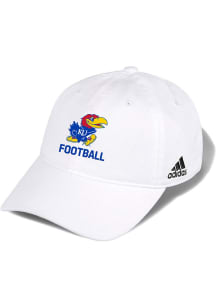 Adidas Kansas Jayhawks Football Washed Slouch Adjustable Hat - White