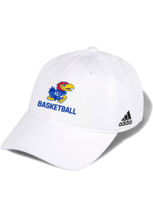 Adidas Kansas Jayhawks Basketball Washed Slouch Adjustable Hat - White