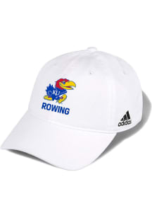 Adidas Kansas Jayhawks Rowing Washed Slouch Adjustable Hat - White