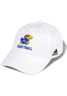 Adidas Kansas Jayhawks Softball Washed Slouch Adjustable Hat - White