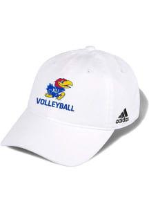 Adidas Kansas Jayhawks Volleyball Washed Slouch Adjustable Hat - White