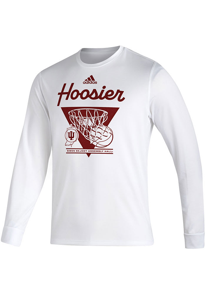Adidas Indiana Hoosiers White Hoosier Hysteria Long Sleeve T Shirt