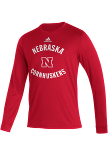 Adidas Nebraska Cornhuskers Red Number One Graphic Long Sleeve T-Shirt