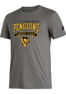Adidas Pittsburgh Penguins Grey Blend Short Sleeve Fashion T Shirt
