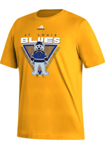 Adidas St Louis Blues Gold FRESH MASCOT Short Sleeve T Shirt