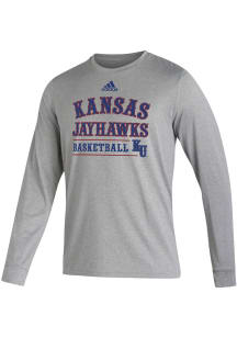 Adidas Kansas Jayhawks Grey Basketball Long Sleeve T-Shirt