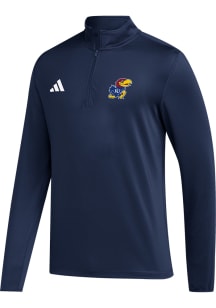 Adidas Kansas Jayhawks Mens Navy Blue Golf Primary Team Logo Long Sleeve 1/4 Zip Pullover