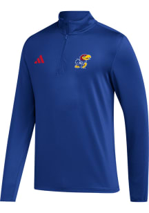 Adidas Kansas Jayhawks Mens Blue Golf Primary Team Logo Long Sleeve 1/4 Zip Pullover