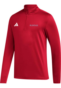 Adidas Kansas Jayhawks Mens Red Golf Wordmark Long Sleeve 1/4 Zip Pullover