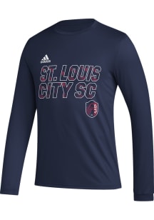 Adidas St Louis City SC Navy Blue Pregame Hook Long Sleeve T-Shirt