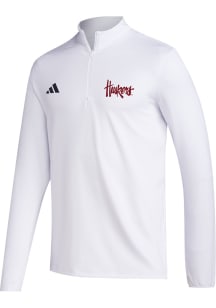 Adidas Nebraska Cornhuskers Mens White Golf Long Sleeve 1/4 Zip Pullover