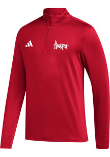Adidas Nebraska Cornhuskers Mens Red Golf Long Sleeve 1/4 Zip Pullover