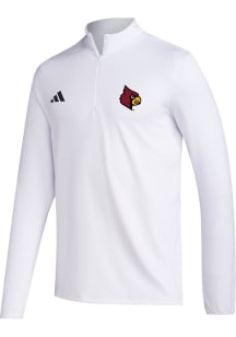 Adidas Louisville Cardinals Mens White Golf Edition Style Long Sleeve Qtr Zip Pullover