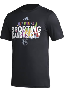 Adidas Sporting Kansas City Black Pride Pregame Short Sleeve T Shirt