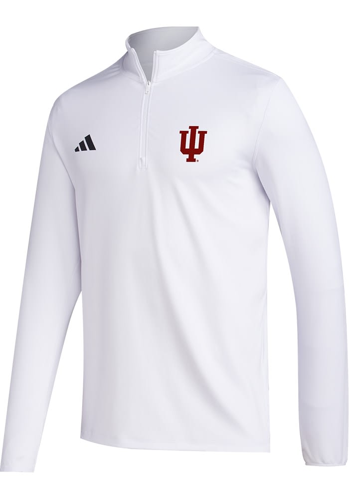 Adidas Mens White Indiana Hoosiers Golf Long Sleeve Qtr Zip