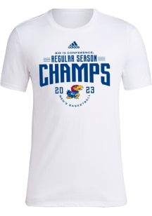 Adidas Kansas Jayhawks White 2023 Big 12 Champions Short Sleeve T Shirt