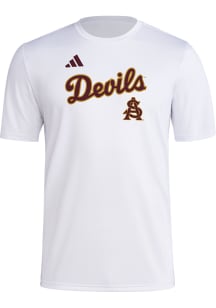 Adidas Arizona State Sun Devils White 2023 Softball Dugout Postseason Short Sleeve T Shirt