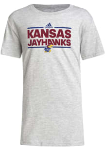 Adidas Kansas Jayhawks Youth Grey Mascot Short Sleeve T-Shirt