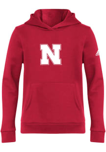 Youth Nebraska Cornhuskers Red Adidas Primary Long Sleeve Hooded Sweatshirt