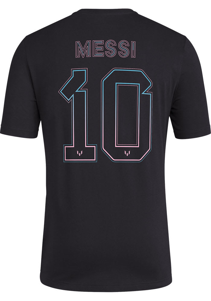 Lionel Messi Inter Miami CF Name Number Short Sleeve Player T Shirt - Black