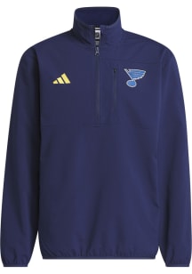 Adidas St Louis Blues Mens Blue Heavyweight Long Sleeve 1/4 Zip Pullover