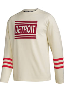 Adidas Detroit Red Wings Mens White Patch Logo Long Sleeve Fashion Sweatshirt