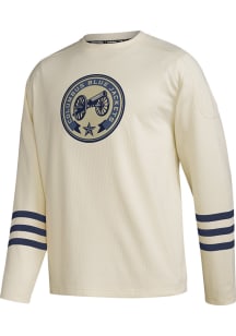 Adidas Columbus Blue Jackets Mens White Patch Logo Long Sleeve Fashion Sweatshirt