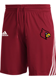 Adidas Louisville Cardinals Mens Red 3 Stripe Shorts