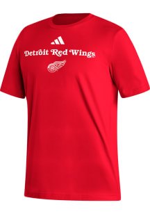 Adidas Detroit Red Wings Red Primary Wordmark Short Sleeve T Shirt