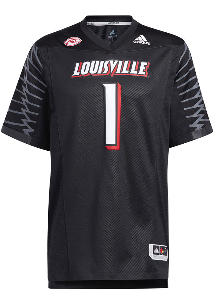 Adidas Men's Louisville Cardinals Black Premier Replica Football Jersey, Large