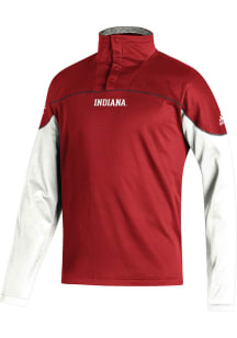 Adidas Indiana Hoosiers Mens Red Stadium Snap Long Sleeve 1/4 Zip Pullover
