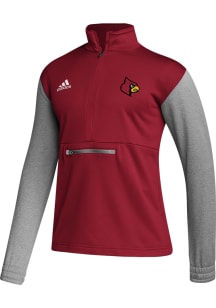 Adidas Louisville Cardinals Mens Red Team Issue Long Sleeve 1/4 Zip Pullover