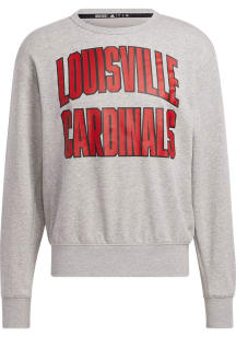 Adidas Louisville Cardinals Mens Grey Vintage Long Sleeve Crew Sweatshirt
