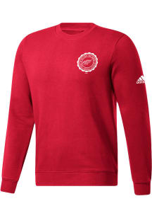 Adidas Detroit Red Wings Mens Red Commencement Fleece Long Sleeve Crew Sweatshirt