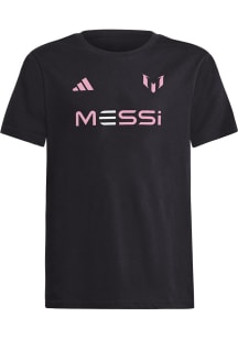 Lionel Messi  Adidas Inter Miami CF Youth Black Wordmark Short Sleeve T-Shirt