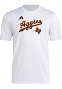 Adidas Texas A&amp;M Aggies White 2023 Softball Dugout Postseason Short Sleeve T Shirt