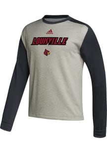 Adidas Louisville Cardinals Mens Grey Team Issue Long Sleeve Sweatshirt