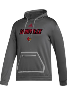 Adidas Louisville Cardinals Mens Grey Team Issue Hood