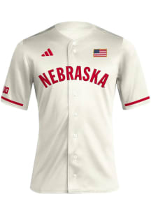 Mens Nebraska Cornhuskers White Adidas Reverse Retro Baseball Jersey