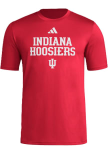 Indiana Hoosiers Red Adidas Pregame Name Mascot Short Sleeve T Shirt