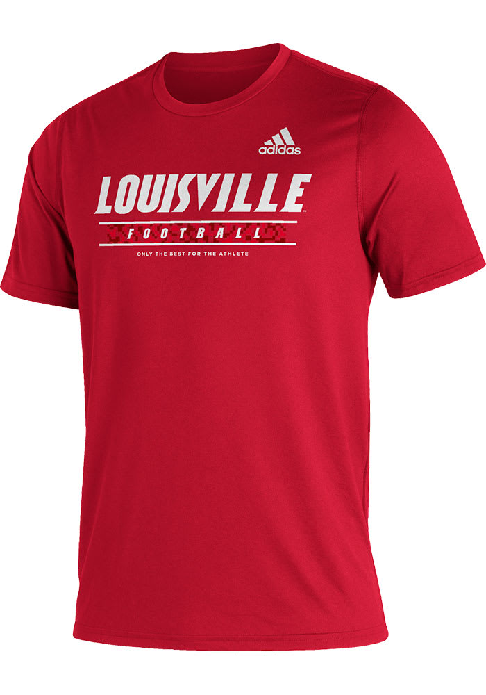Adidas Louisville Cardinals Red Locker Football Practice Short Sleeve T Shirt