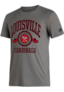 Adidas Louisville Cardinals Grey Quad Legend Short Sleeve T Shirt