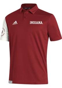 Mens Indiana Hoosiers Red Adidas Stadium Training Short Sleeve Polo Shirt