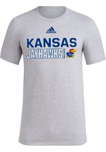 Adidas Kansas Jayhawks Grey Phrase Lockup Short Sleeve T Shirt