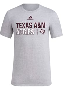Adidas Texas A&amp;M Aggies Grey Phrase Lockup Short Sleeve T Shirt